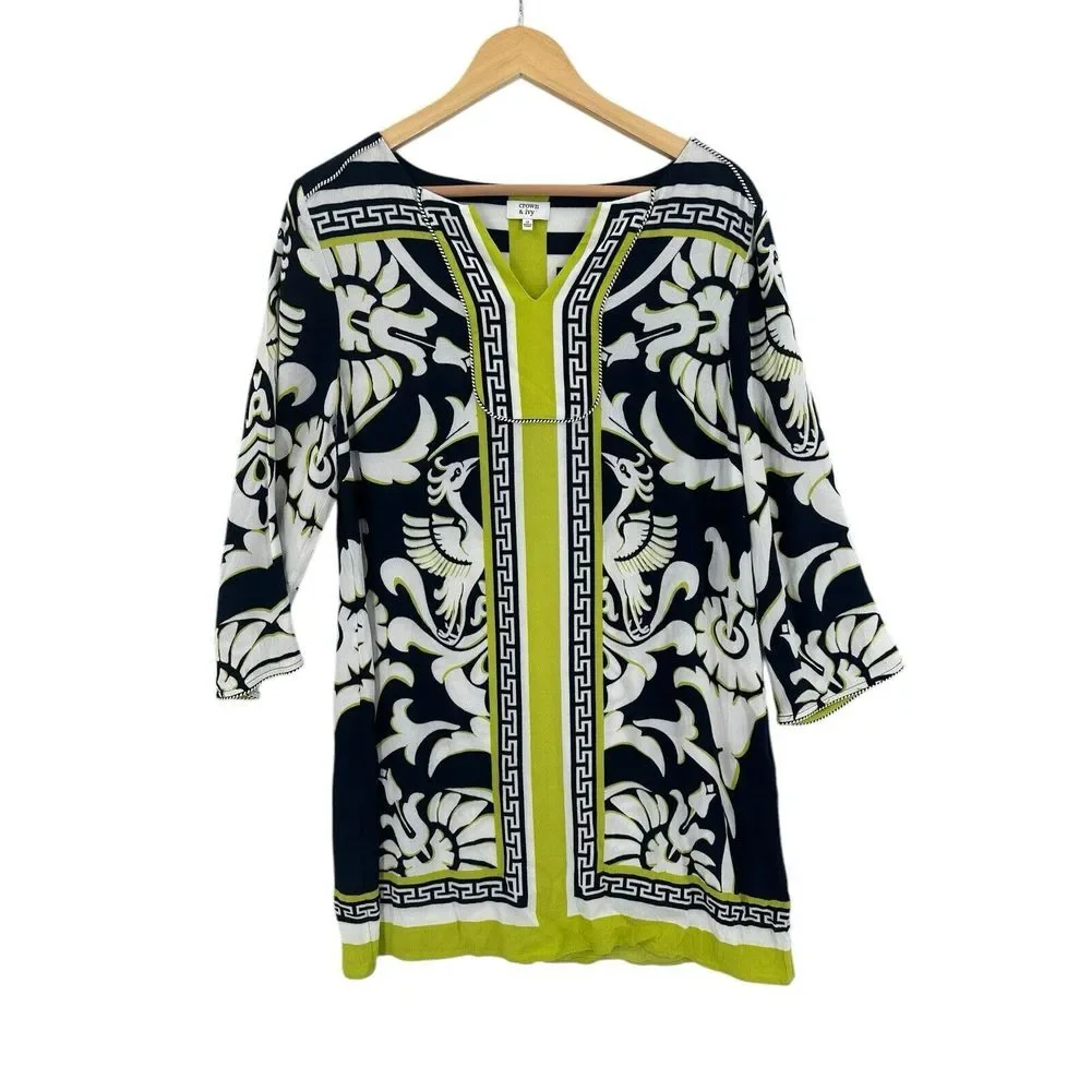 Crown & Ivy Peasant Tunic Womens Size 12 Resort Vacation Cottagecore Boho - Picture 1 of 8